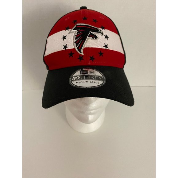 New Era Atlanta Falcons 39Thirty Fitted Hat Medium-Large NFL Draft Black/Red Cap - Picture 10 of 13
